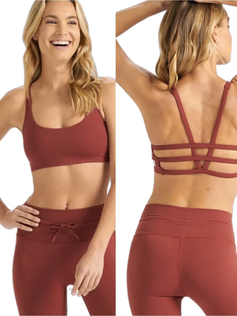 Vuori Yosemite Strappy Sports Bra in Spice Rust size Large - Picture 4 of 7